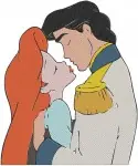 The Little Mermaid Ariel And Prince Eric Romantic Couple Poses Dancing And Embracing - Filled Embroidery Design - 7793