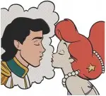 The Little Mermaid Ariel And Prince Eric Various Romantic Kisses And Interactions - Filled Embroidery Design - 7795