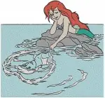 The Little Mermaid Ariel And Prince Eric Swimming Boat Ride And Underwater Kiss - Filled Embroidery Design - 7798