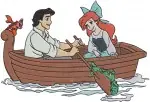 The Little Mermaid Ariel And Prince Eric Swimming Boat Ride And Underwater Kiss - Filled Embroidery Design - 7799