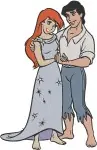 The Little Mermaid Ariel And Prince Eric In Blue Dress And Various Romantic Poses - Filled Embroidery Design - 7806