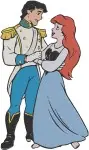 The Little Mermaid Ariel And Prince Eric In Blue Dress And Various Romantic Poses - Filled Embroidery Design - 7808