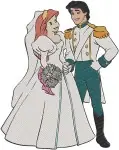 The Little Mermaid - Ariel And Prince Eric Wedding Day - Bridal Couple Celebration - Disney Royal Wedding - Filled Embroidery Design - 7819