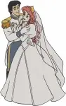 The Little Mermaid - Ariel And Prince Eric Wedding Day - Bridal Couple Celebration - Disney Royal Wedding - Filled Embroidery Design - 7820