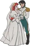 The Little Mermaid - Ariel And Prince Eric Wedding Day - Bridal Couple Celebration - Disney Royal Wedding - Filled Embroidery Design - 7821