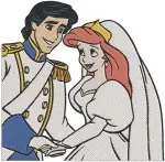 The Little Mermaid - Prince Eric And Ariel Royal Wedding Bliss - Happy Couple Poses - Disney Marriage - Filled Embroidery Design - 7825