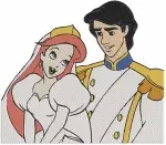 The Little Mermaid - Ariel Prince Eric And Max Dog - Mermaid And Human Form Romance - Disney Love Story - Filled Embroidery Design - 7826