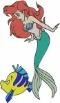 The Little Mermaid - Ariel Flounder Sebastian And Prince Eric - Undersea And Land Love - Disney Characters - Filled Embroidery Design - 7830