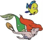 The Little Mermaid - Ariel Flounder Sebastian And Prince Eric - Undersea And Land Love - Disney Characters - Filled Embroidery Design - 7832