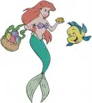 The Little Mermaid - Ariel And Flounder - Mermaid On Rock And With Dinglehopper - Disney Princess Fun - Filled Embroidery Design - 7834