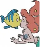 The Little Mermaid - Ariel With Flounder And Sebastian - Close Up Underwater Friends - Disney Character - Filled Embroidery Design - 7837