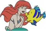 The Little Mermaid - Ariel With Flounder And Sebastian - Close Up Underwater Friends - Disney Character - Filled Embroidery Design - 7838