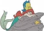 The Little Mermaid - Ariel With Flounder And Sebastian - Close Up Underwater Friends - Disney Character - Filled Embroidery Design - 7839