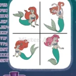 The Little Mermaid Ariel Collection Of Elegant Mermaid Poses Swimming And Sitting - Filled Embroidery Design - Instant Download