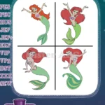 The Little Mermaid Ariel Baby Ariel And Various Graceful Mermaid Floating Poses - Filled Embroidery Design - Instant Download
