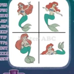The Little Mermaid Ariel Various Sitting And Posing Mermaid Character Expressions - Filled Embroidery Design - Instant Download