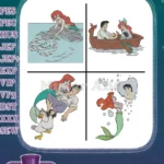 The Little Mermaid Ariel And Prince Eric Swimming Boat Ride And Underwater Kiss - Filled Embroidery Design - Instant Download