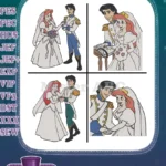 The Little Mermaid - Prince Eric And Ariel Royal Wedding Bliss - Happy Couple Poses - Disney Marriage - Filled Embroidery Design - Instant Download