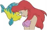 The Little Mermaid - Ariel And Flounder Best Friends - Using Dinglehopper And Underwater Play - Disney - Filled Embroidery Design - 7841