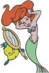 The Little Mermaid - Ariel The Mermaid And Flounder Fish - Graceful Underwater Poses - Disney Princess - Filled Embroidery Design - 7845