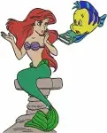 The Little Mermaid - Ariel And Her Loyal Friend Flounder - Sweet Underwater Interactions - Disney Fish Pal - Filled Embroidery Design - 7852