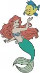 The Little Mermaid - Mermaid Ariel And Faithful Flounder - Multiple Swimming And Posing - Disney Pack - Filled Embroidery Design - 7857