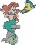 The Little Mermaid - Mermaid Ariel And Faithful Flounder - Multiple Swimming And Posing - Disney Pack - Filled Embroidery Design - 7859