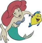 The Little Mermaid - Mermaid Ariel And Faithful Flounder - Multiple Swimming And Posing - Disney Pack - Filled Embroidery Design - 7860