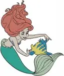 The Little Mermaid - Ariel The Little Mermaid And Best Pal Flounder - Charming Under The Sea Poses - Filled Embroidery Design - 7870
