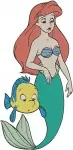 The Little Mermaid - Ariel The Little Mermaid And Best Pal Flounder - Charming Under The Sea Poses - Filled Embroidery Design - 7871