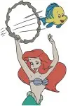 The Little Mermaid - Ariel Flounder And Sebastian Tambourine Fun - Under The Sea Musical Moments - Filled Embroidery Design - 7883