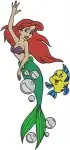 The Little Mermaid - Ariel Flounder And Sebastian Underwater Trio - Classic Disney Characters Posing - Filled Embroidery Design - 7889