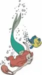 The Little Mermaid - Ariel And Flounder With Flowers - Bubbles And Flower Crown Undersea Beauty - Filled Embroidery Design - 7893