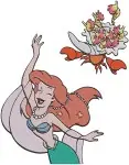 The Little Mermaid - Ariel And Flounder With Flowers - Bubbles And Flower Crown Undersea Beauty - Filled Embroidery Design - 7894