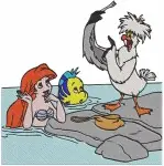 The Little Mermaid - Ariel Flounder Sebastian Max And Scuttle - Friends Above And Below Water - Disney Group - Filled Embroidery Design - 7898