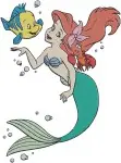 The Little Mermaid - Ariel With Flounder And Sebastian The Crab - Underwater Friendship Moments - Disney - Filled Embroidery Design - 7911