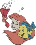 The Little Mermaid - Ariel Flounder And Sebastian - Magical Under The Sea Life - Bubbles And Mirror - Filled Embroidery Design - 7914