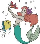 The Little Mermaid - Ariel Flounder And Sebastian - Magical Under The Sea Life - Bubbles And Mirror - Filled Embroidery Design - 7915