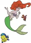 The Little Mermaid - Ariel Sebastian And Flounder - Cheerful Underwater Companions - Disney Mermaid - Filled Embroidery Design - 7919