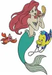 The Little Mermaid - Ariel Sebastian And Flounder - Cheerful Underwater Companions - Disney Mermaid - Filled Embroidery Design - 7920