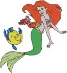 The Little Mermaid - Ariel And Flounder Escape Shark And Eels - Undersea Peril And Adventure - Disney Pack - Filled Embroidery Design - 7921