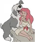 The Little Mermaid - Ariel With Max The Dog And Friendly Seal - On Land Adventures - Disney Princess - Filled Embroidery Design - 7926