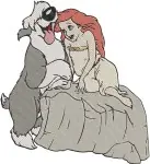 The Little Mermaid - Ariel With Max The Dog And Friendly Seal - On Land Adventures - Disney Princess - Filled Embroidery Design - 7927