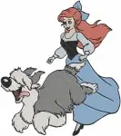 The Little Mermaid - Ariel With Max The Dog And Scuttle The Seagull - Shoreline Friends - Disney Characters - Filled Embroidery Design - 7929