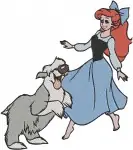 The Little Mermaid - Ariel With Max The Dog And Scuttle The Seagull - Shoreline Friends - Disney Characters - Filled Embroidery Design - 7930