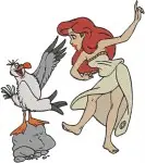 The Little Mermaid - Ariel With Max The Dog And Scuttle The Seagull - Shoreline Friends - Disney Characters - Filled Embroidery Design - 7931