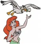 The Little Mermaid - Ariel With Max The Dog And Scuttle The Seagull - Shoreline Friends - Disney Characters - Filled Embroidery Design - 7932
