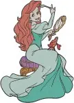 Disney Little Mermaid Ariel With Sebastian Crab On Rock Green Dress Mermaid Form Bundle - Filled Embroidery Design - 7939