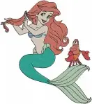 Disney Little Mermaid Ariel With Sebastian Crab On Rock Green Dress Mermaid Form Bundle - Filled Embroidery Design - 7940