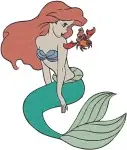 Disney Little Mermaid Ariel Mermaid And Human Form Green Dress Underwater Set - Filled Embroidery Design - 7941